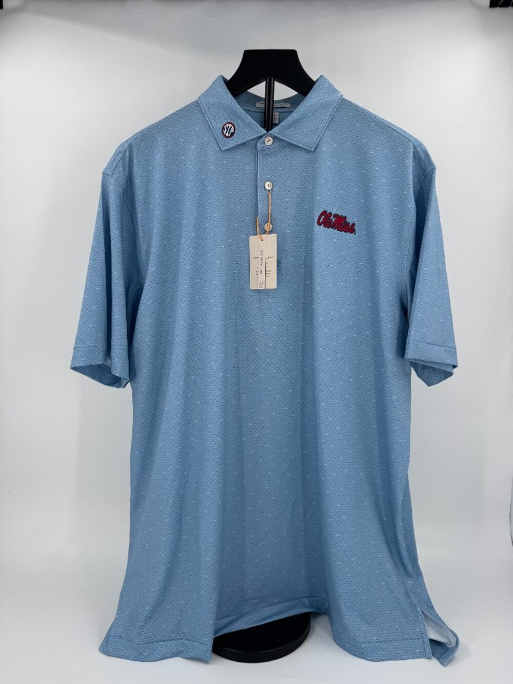 NEW RELEASE! POWDER BLUE OLE MISS / SIP FALL FOOTBALL POLO - Peter Millar NWT -L